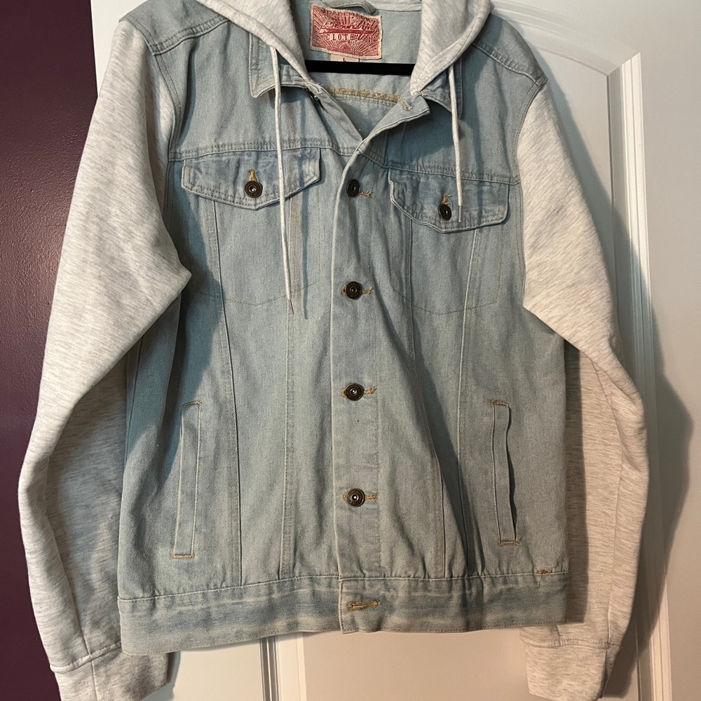 Lightweight Denim and Gray Hoodie